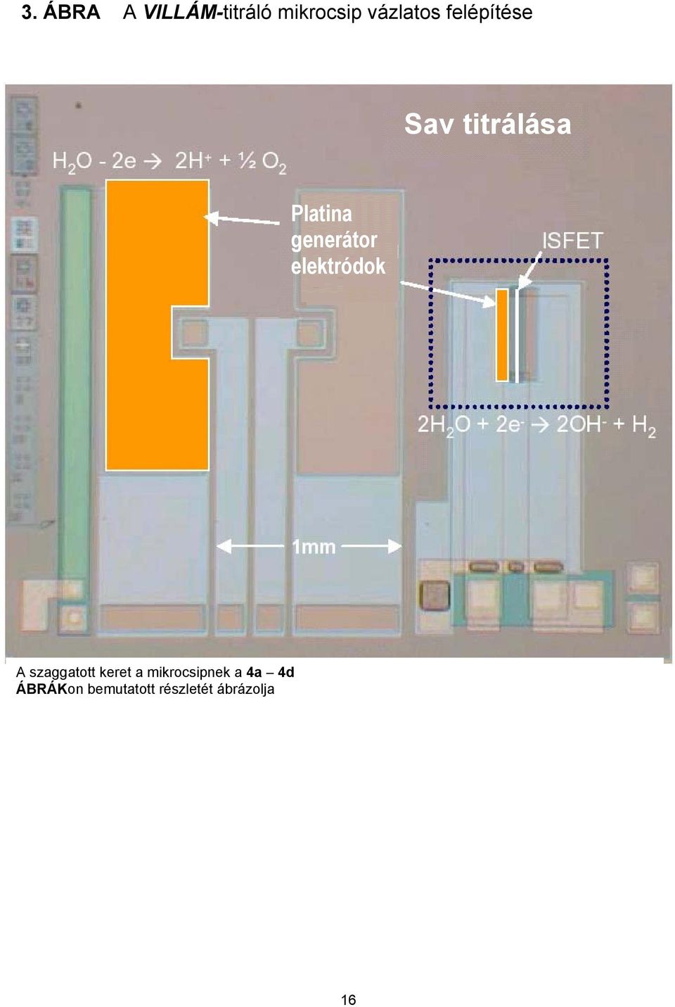 elektródok A szaggatott keret a mikrocsipnek