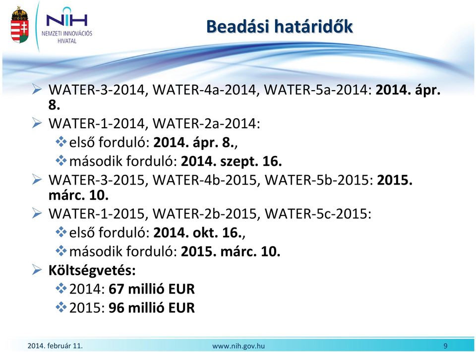 WATER-3-2015, WATER-4b-2015, WATER-5b-2015: 2015. márc. 10.