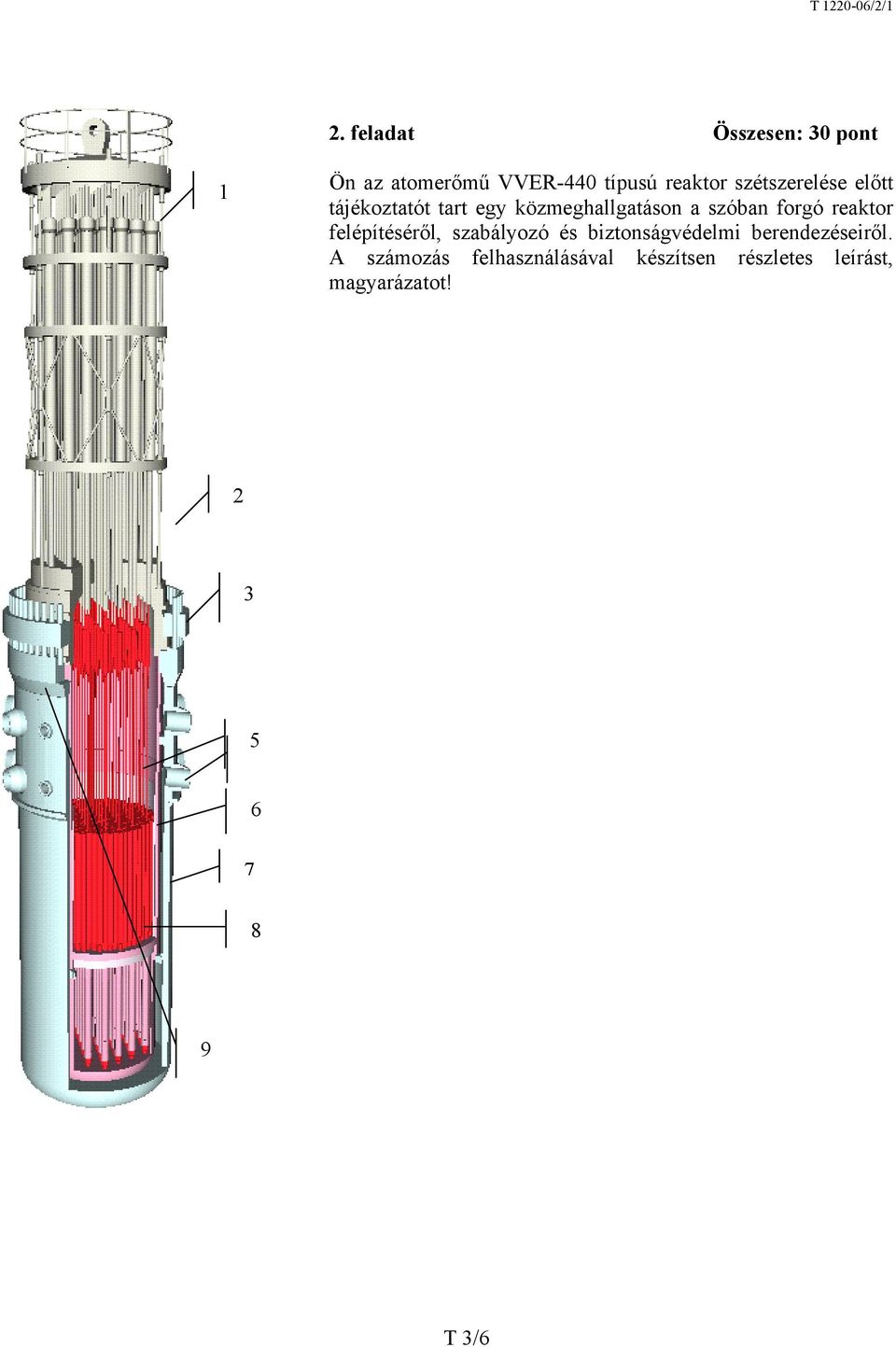 reaktor felépítéséről, szabályozó és biztonságvédelmi berendezéseiről.