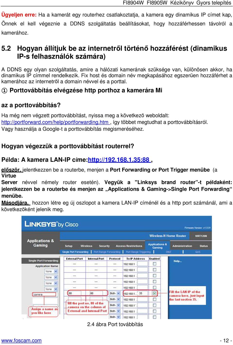 címmel rendelkezik. Fix host és domain név megkapásához egszerűen hozzáférhet a kamerához az internetről a domain névvel és a porttal.