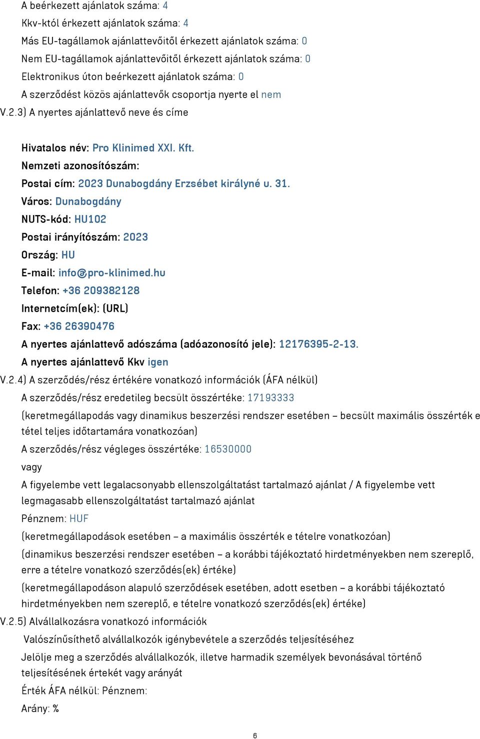 Postai cím: 2023 Dunabogdány Erzsébet királyné u. 31. Város: Dunabogdány NUTS-kód: HU102 Postai irányítószám: 2023 E-mail: info@pro-klinimed.