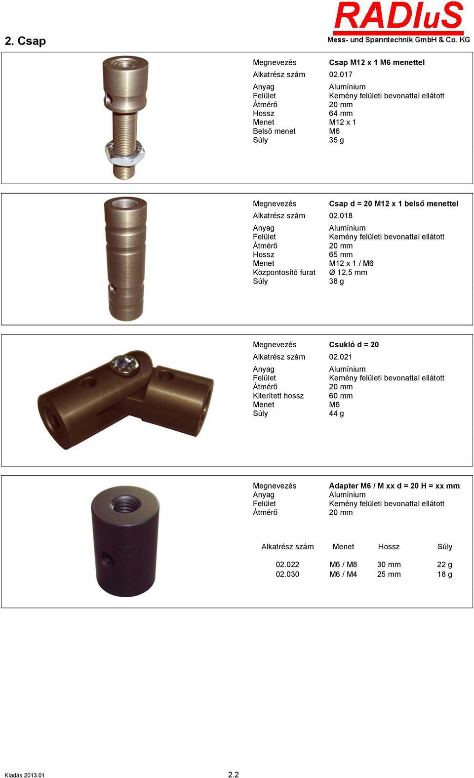 menettel 02.018 20 mm 65 mm M12 x 1 / Ø 12,5 mm 38 g Átmérő Kiterített hossz Csukló d = 20 02.