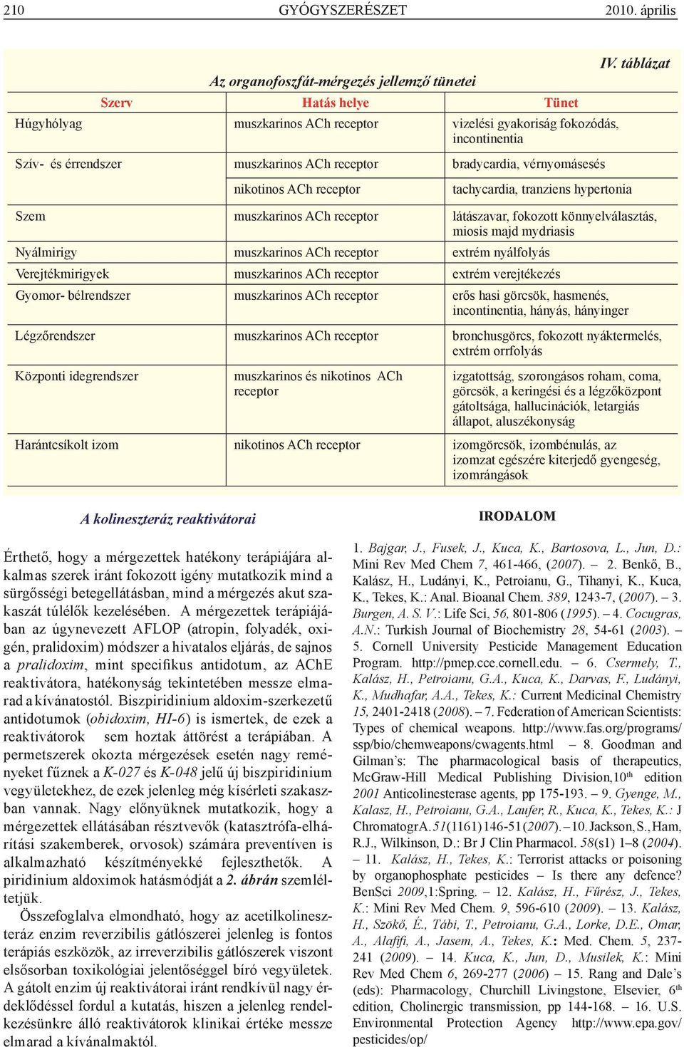 receptor bradycardia, vérnyomásesés nikotinos ACh receptor tachycardia, tranziens hypertonia Szem muszkarinos ACh receptor látászavar, fokozott könnyelválasztás, miosis majd mydriasis Nyálmirigy