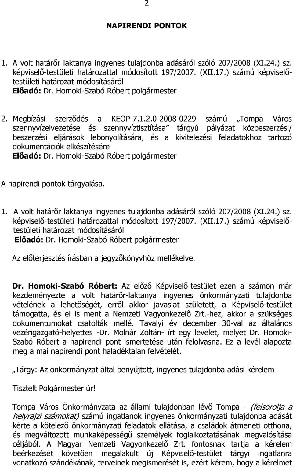 Megbízási szerződés a KEOP-7.1.2.