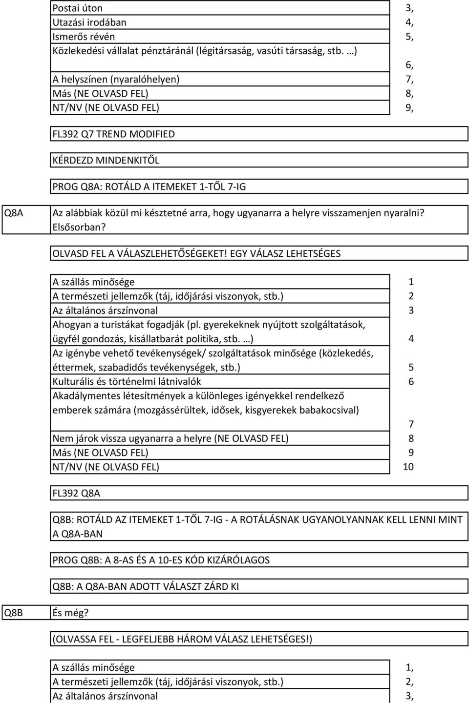 Elsősorban? OLVASD FEL A VÁLASZLEHETŐSÉGEKET! EGY VÁLASZ LEHETSÉGES A szállás minősége A természeti jellemzők (táj, időjárási viszonyok, stb.