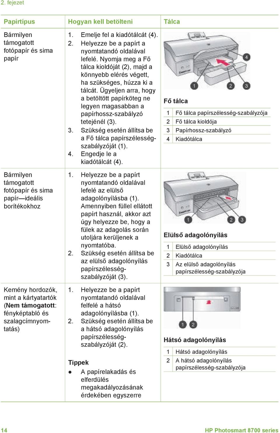 Nyomja meg a Fő tálca kioldóját (2), majd a könnyebb elérés végett, ha szükséges, húzza ki a tálcát.