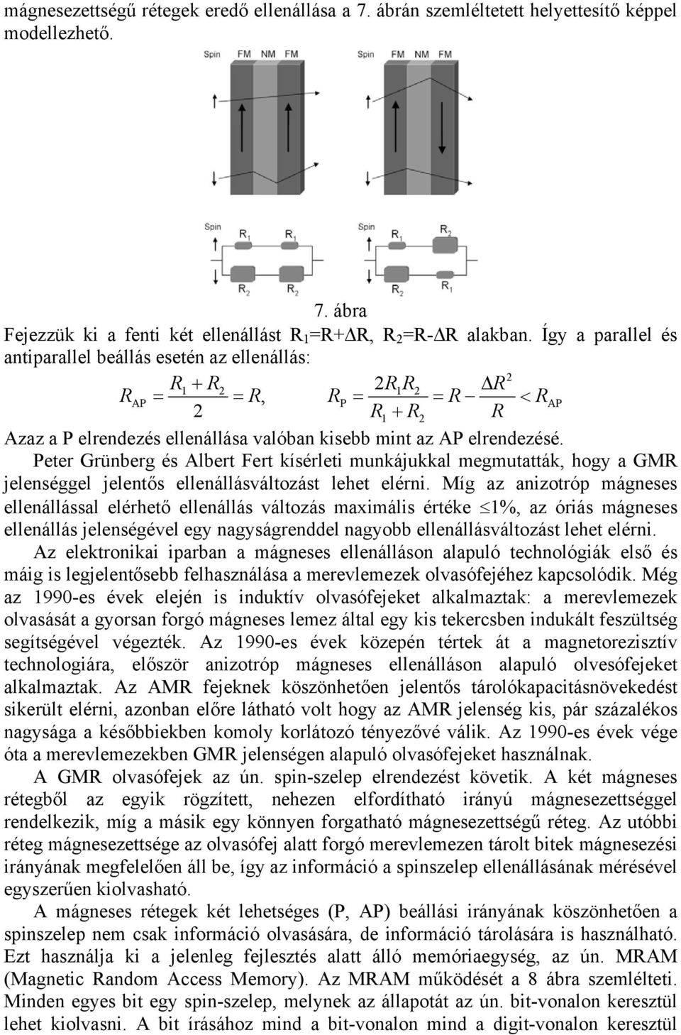 Peter Grünberg és Albert Fert kísérleti munkájukkal megmutatták, hogy a GMR jelenséggel jelentős ellenállásváltozást lehet elérni.