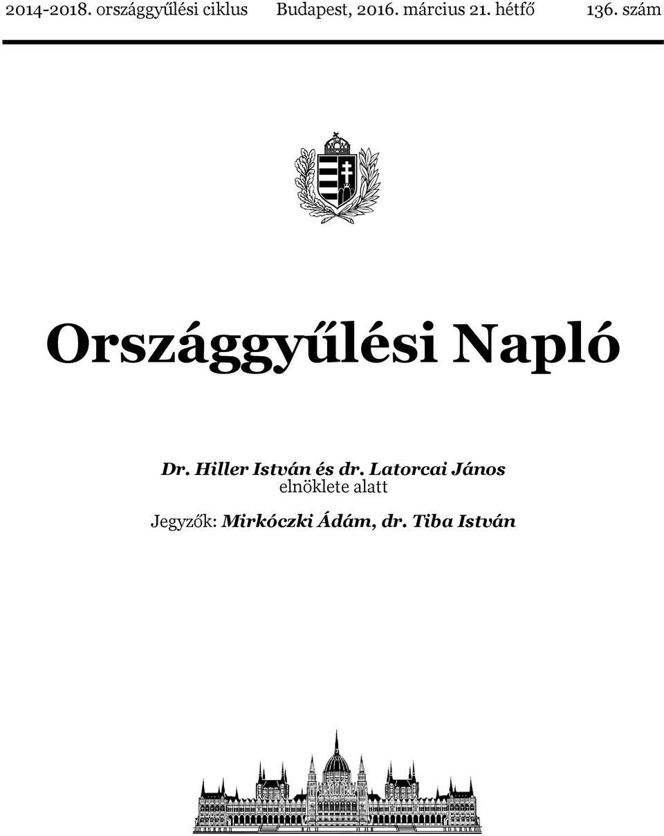 szám Országgyűlési Napló Dr.