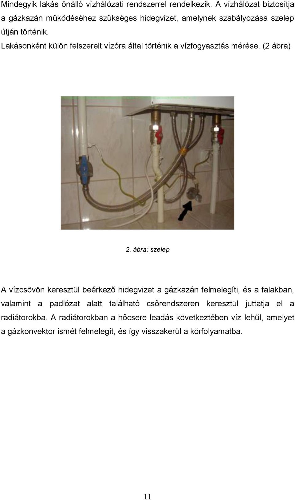 Lakásonként külön felszerelt vízóra által történik a vízfogyasztás mérése. (2 ábra) 2.