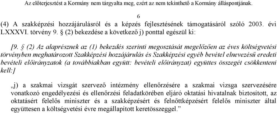 előirányzatok (a továbbiakban együtt: bevételi előirányzat) együttes összegét csökkenteni kell:] j) a szakmai vizsgát szervező intézmény ellenőrzésére a szakmai vizsga szervezésére vonatkozó