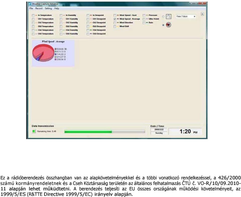 általános felhatalmazás ČTÚ č. VO-R/10/09.2010-11 alapján lehet műküdtetni.