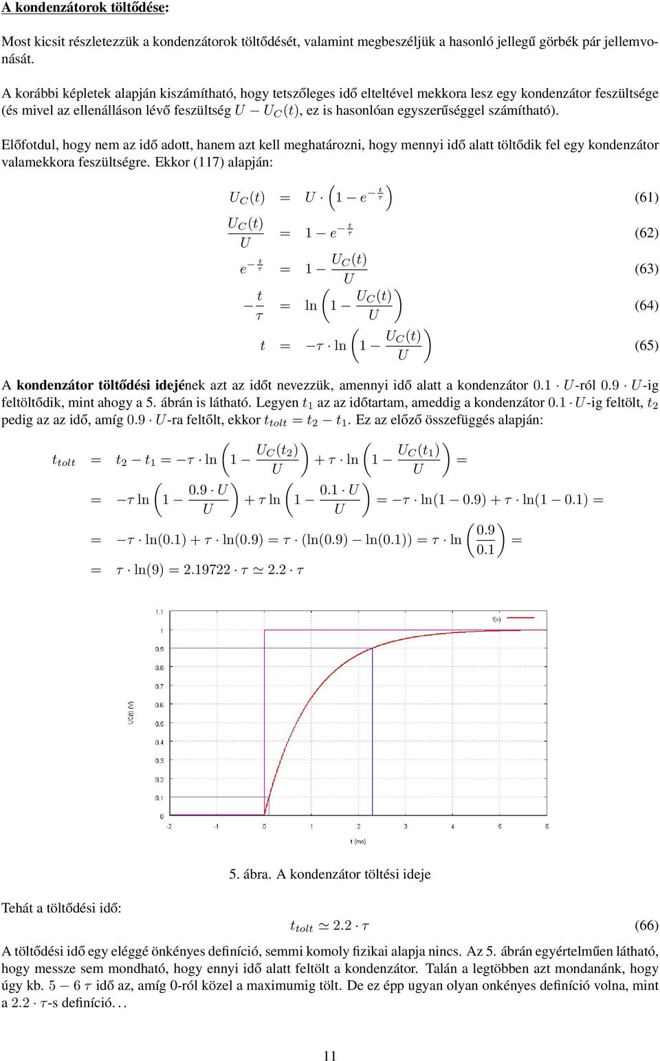 számítható. Előfotdul, hogy nem az idő adott, hanem azt kell meghatározni, hogy mennyi idő alatt töltődik fel egy kondenzátor valamekkora feszültségre.
