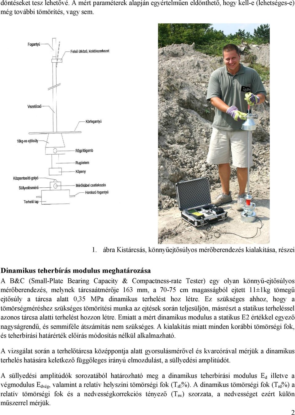 könnyű-ejtősúlyos mérőberendezés, melynek tárcsaátmérője 6 mm, a 70-75 cm magasságból ejtett ±kg tömegű ejtősúly a tárcsa alatt 0,5 MPa dinamikus terhelést hoz létre.