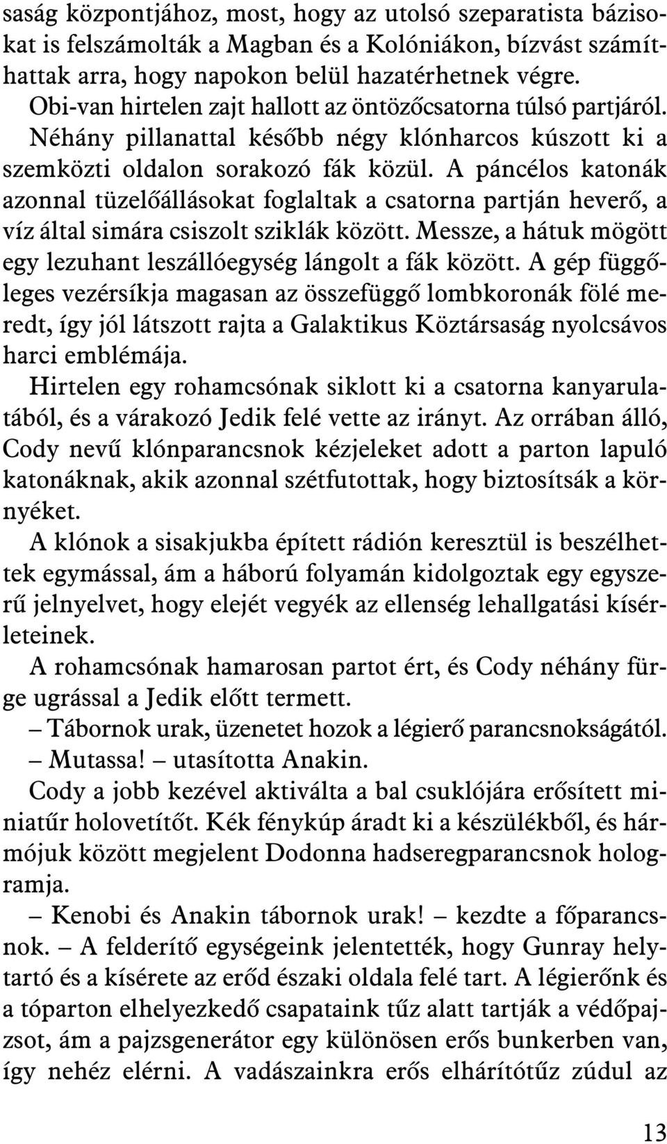 A páncélos katonák azonnal tüzelõállásokat foglaltak a csatorna partján heverõ, a víz által simára csiszolt sziklák között. Messze, a hátuk mögött egy lezuhant leszállóegység lángolt a fák között.