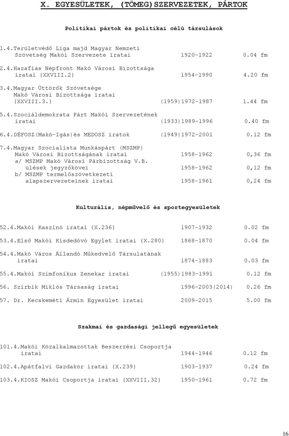 12 fm 7.4.Magyar Szocialista Munkáspárt (MSZMP) Makó Városi Bi