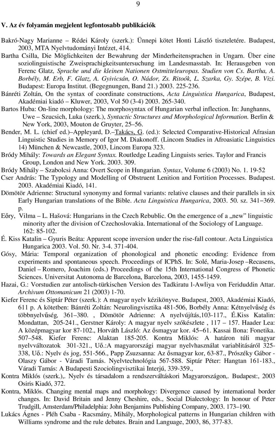 In: Herausgeben von Ferenc Glatz, Sprache und die kleinen Nationen Ostmitteleuropas. Studien von Cs. Bartha, A. Borbély, M. Erb, F. Glatz, A. Gyivicsán, O. Nádor, Zs. Ritoók, L. Szarka, Gy. Szépe, B.
