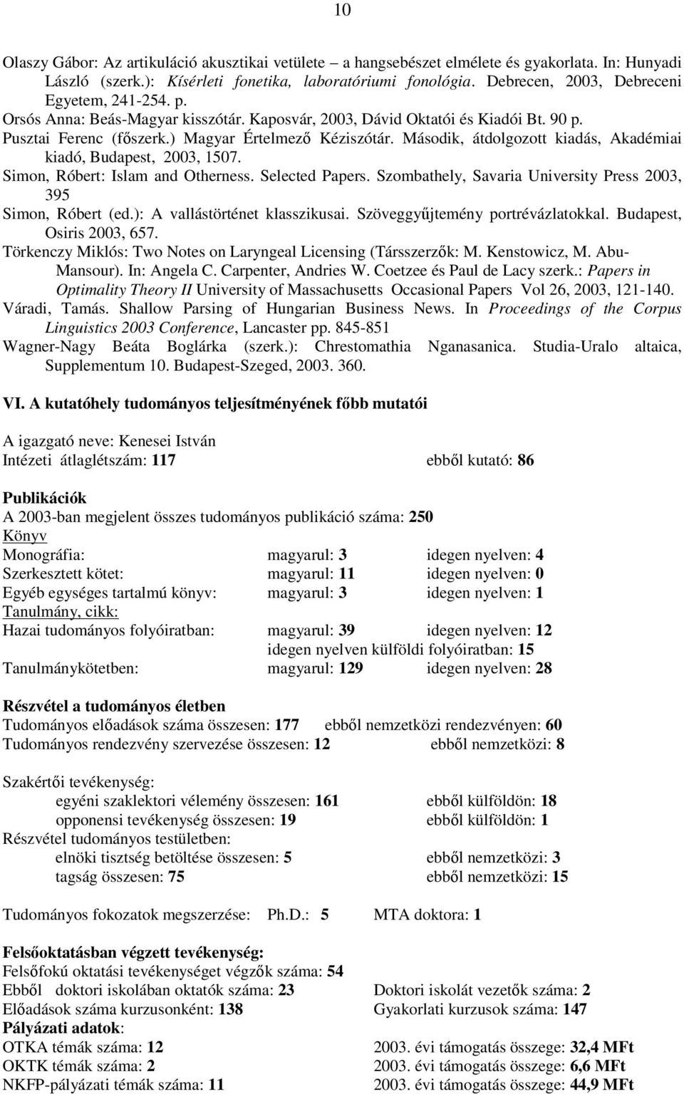 Második, átdolgozott kiadás, Akadémiai kiadó, Budapest, 2003, 1507. Simon, Róbert: Islam and Otherness. Selected Papers. Szombathely, Savaria University Press 2003, 395 Simon, Róbert (ed.