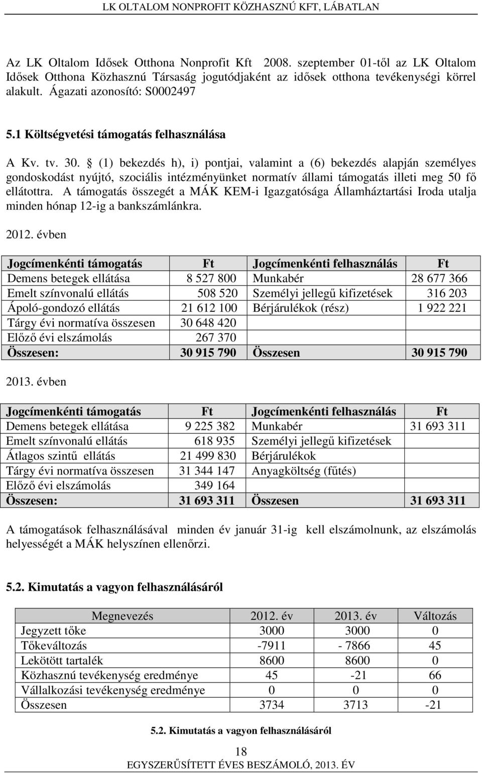 (1) bekezdés h), i) pontjai, valamint a (6) bekezdés alapján személyes gondoskodást nyújtó, szociális intézményünket normatív állami támogatás illeti meg 50 fő ellátottra.