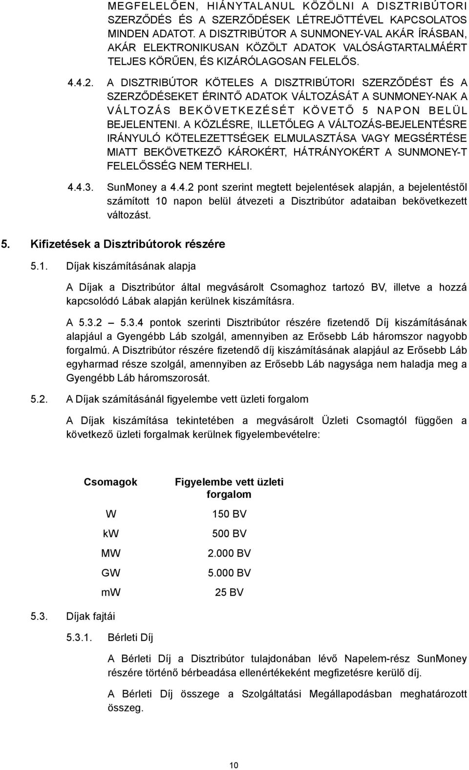 A DISZTRIBÚTOR KÖTELES A DISZTRIBÚTORI SZERZŐDÉST ÉS A SZERZŐDÉSEKET ÉRINTŐ ADATOK VÁLTOZÁSÁT A SUNMONEY-NAK A V Á LTO Z Á S B E K Ö V E T K E Z É S É T K Ö V E T Ő 5 N A P O N B E L Ü L BEJELENTENI.