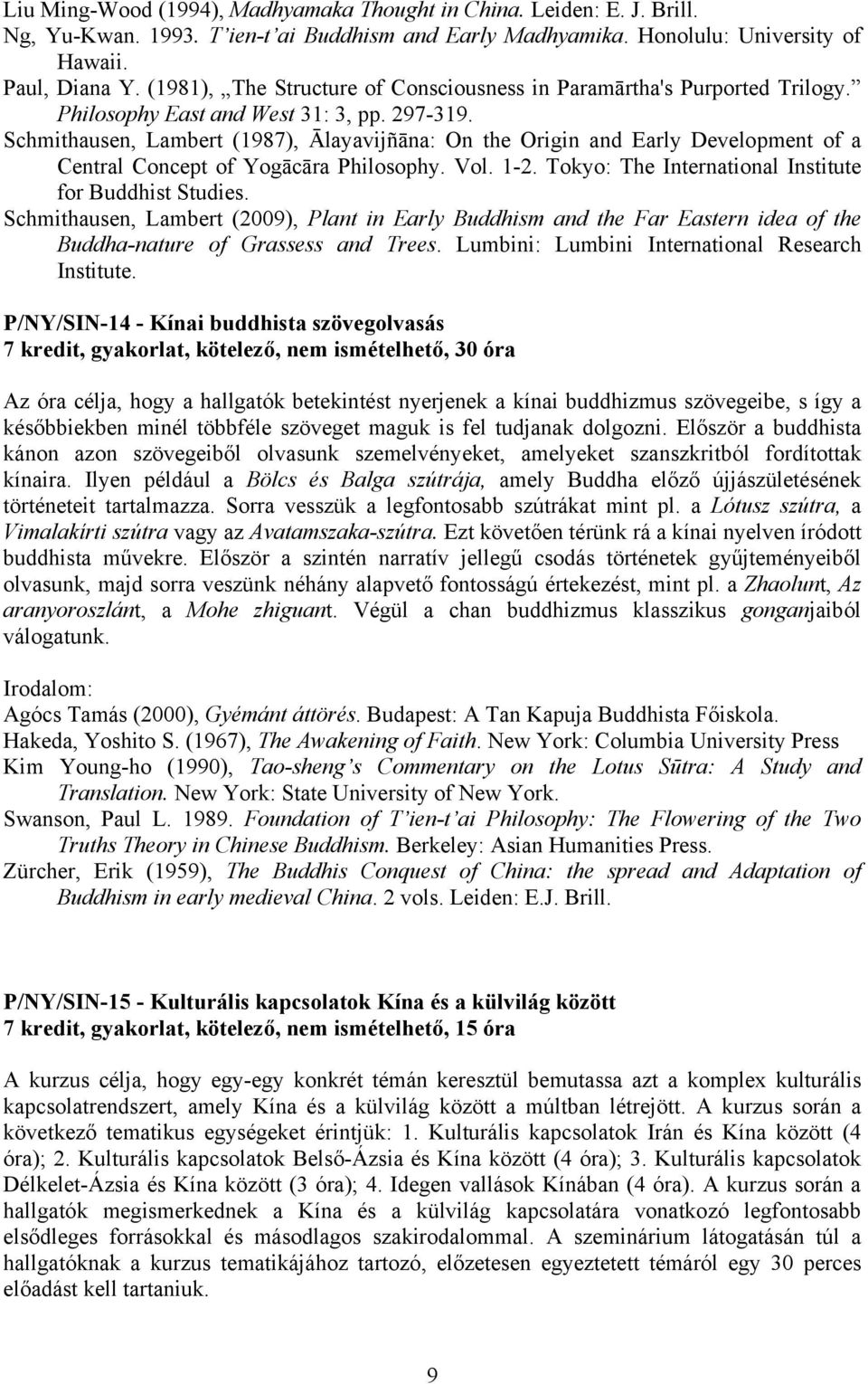 Schmithausen, Lambert (1987), Ālayavijñāna: On the Origin and Early Development of a Central Concept of Yogācāra Philosophy. Vol. 1-2. Tokyo: The International Institute for Buddhist Studies.