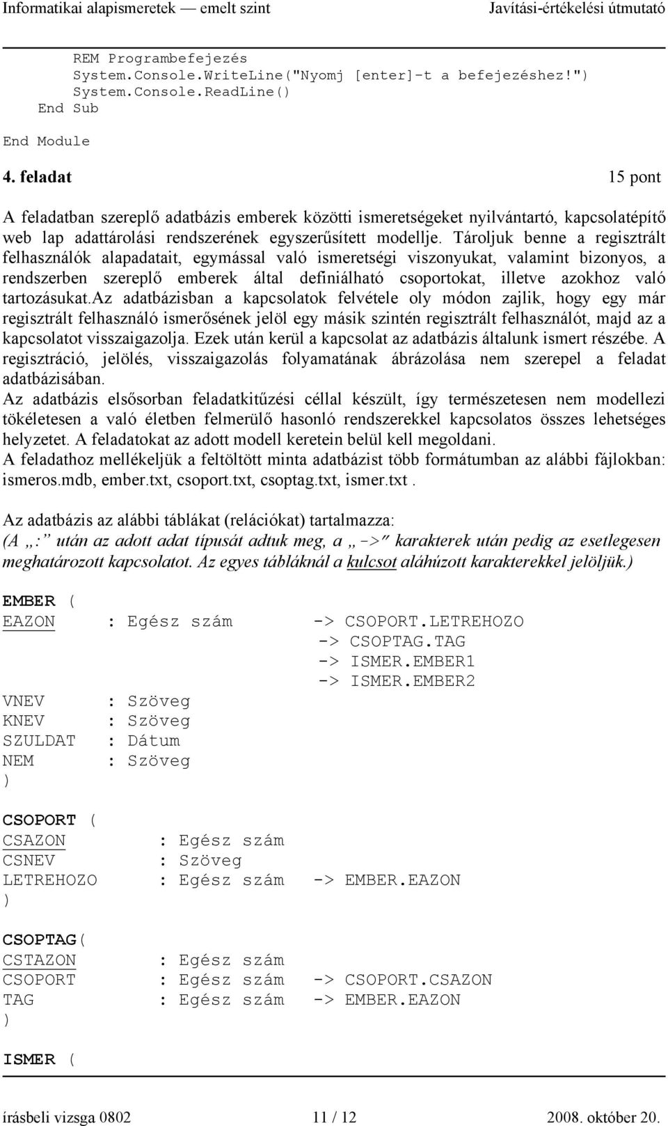 Tároljuk benne a regisztrált felhasználók alapadatait, egymással való ismeretségi viszonyukat, valamint bizonyos, a rendszerben szereplő emberek által definiálható csoportokat, illetve azokhoz való