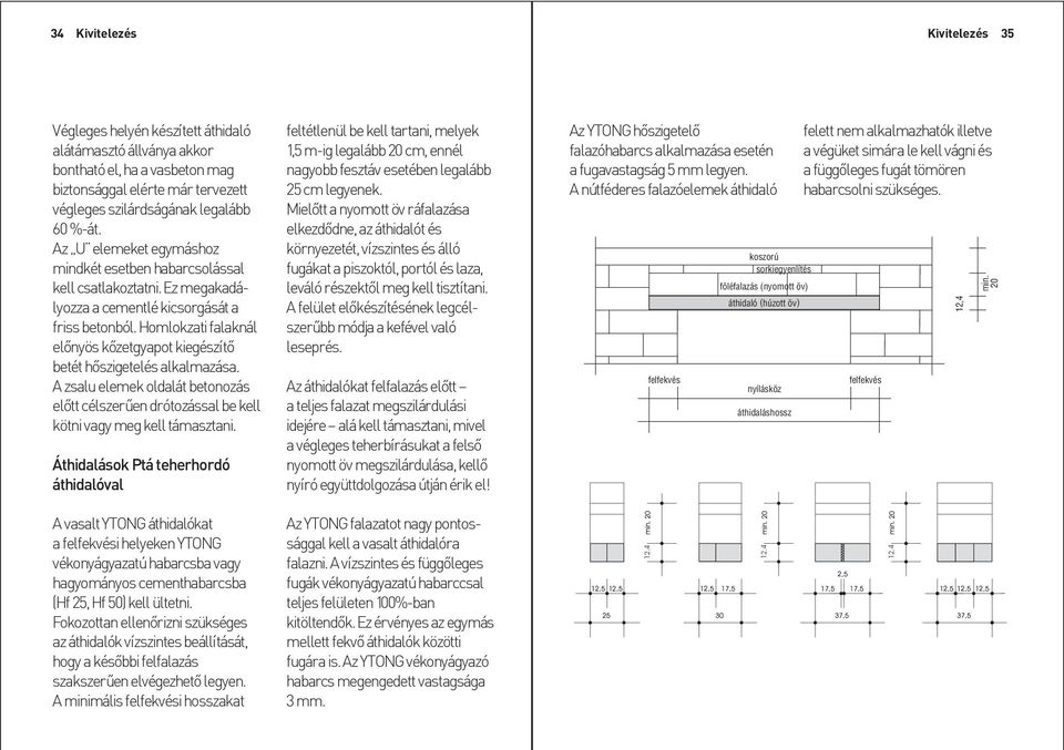 Homlokzati falaknál elõnyös kõzetgyapot kiegészítõ betét hõszigetelés alkalmazása. A zsalu elemek oldalát betonozás elõtt célszerûen drótozással be kell kötni vagy meg kell támasztani.