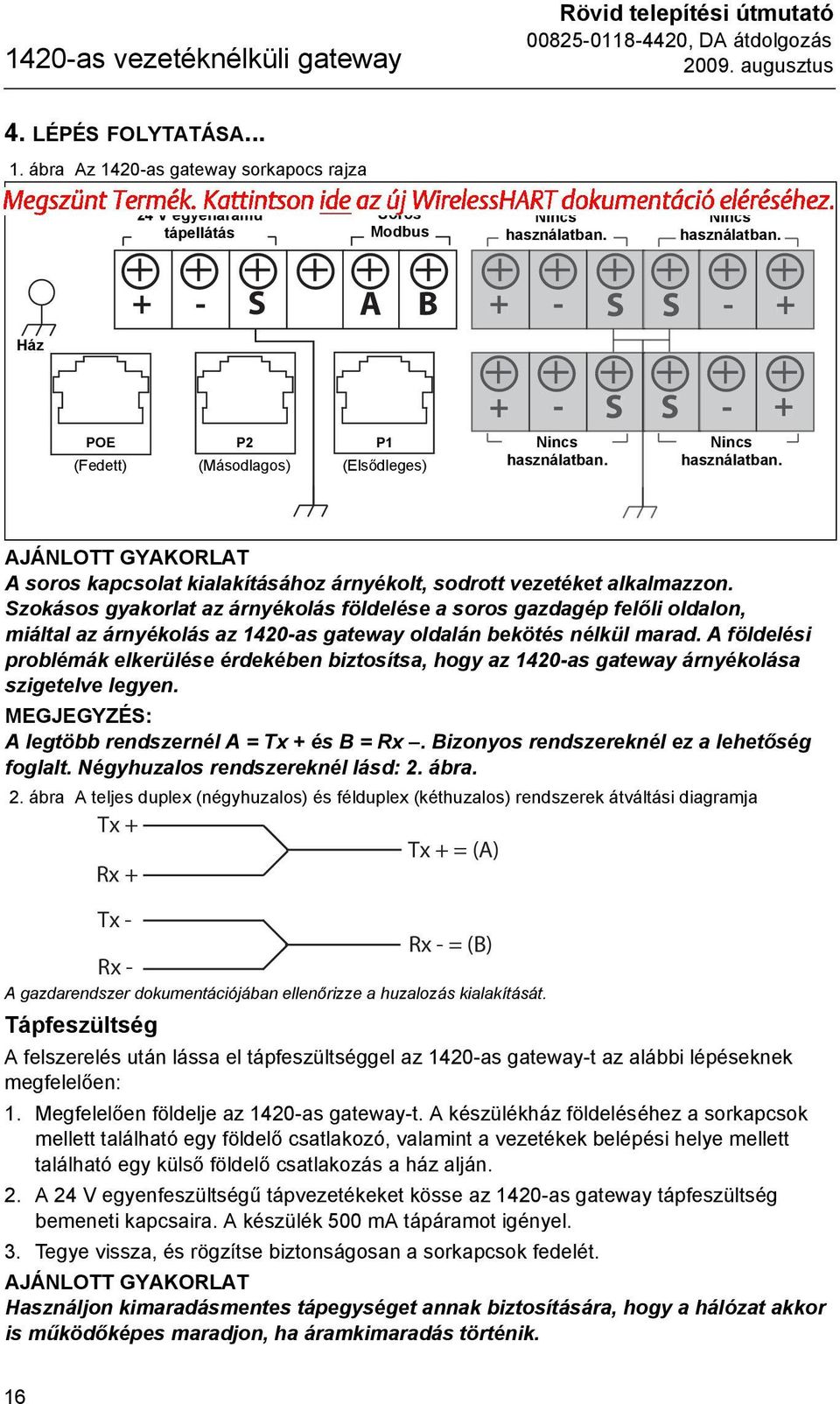 Not Used Ház Case + - S A B + - S S - + + - S S - + POE P2 P1 Not Nincs Used Not Nincs Used (Covered) (Fedett) (Másodlagos) (Secondary) (Elsődleges) (Primary) használatban.