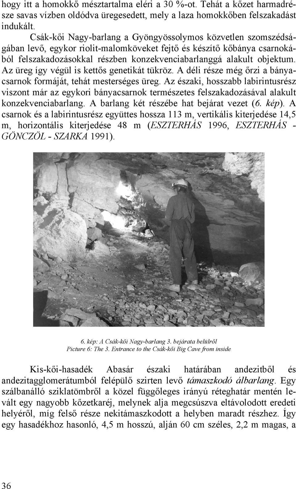 objektum. Az üreg így végül is kettős genetikát tükröz. A déli része még őrzi a bányacsarnok formáját, tehát mesterséges üreg.