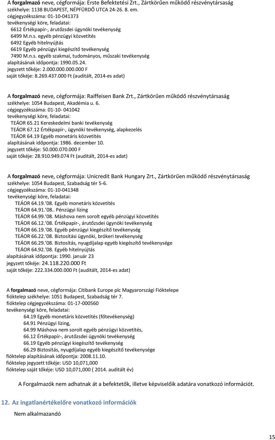 n.s. egyéb szakmai, tudományos, műszaki tevékenység alapításának időpontja: 1990.05.24. jegyzett tőkéje: 2.000.000.000.000 F saját tőkéje: 8.269.437.