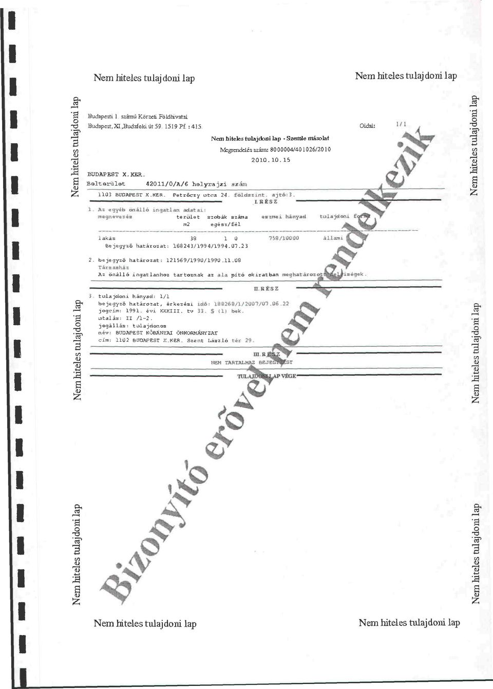 Petróczy utca 24 földszint. ajt6^3. I. RÉSZ 1.