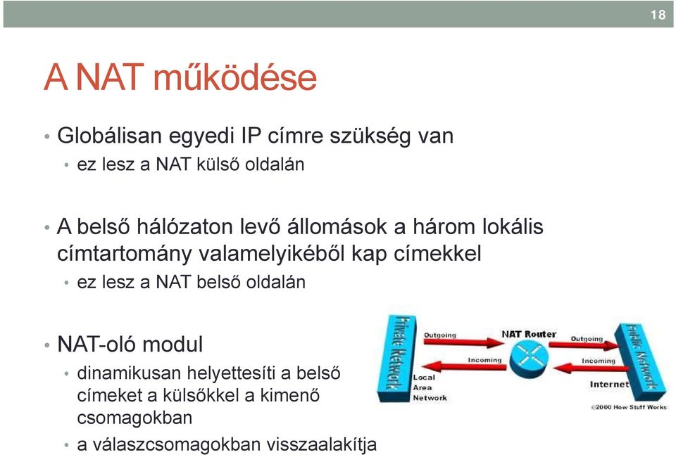 valamelyikéből kap címekkel ez lesz a NAT belső oldalán NAT-oló modul dinamikusan