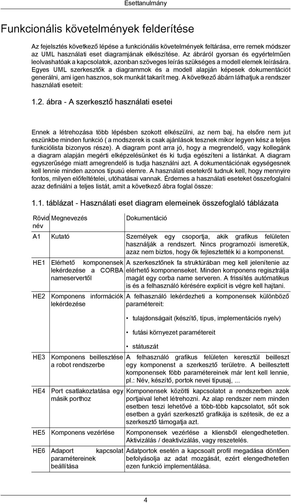 Egyes UML szerkesztők a diagrammok és a modell alapján képesek dokumentációt generálni, ami igen hasznos, sok munkát takarít meg. A következő ábárn láthatjuk a rendszer használati eseteit: 1.2.