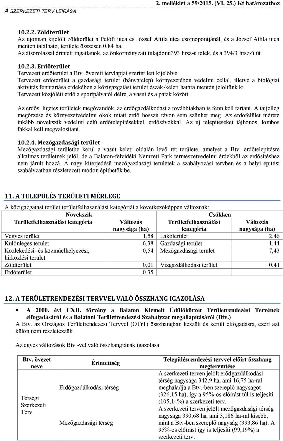 Tervezett erdőterület a gazdasági terület (bányatelep) környezetében védelmi céllal, illetve a biológiai aktivitás fenntartása érdekében a közigazgatási terület észak-keleti határa mentén jelöltünk