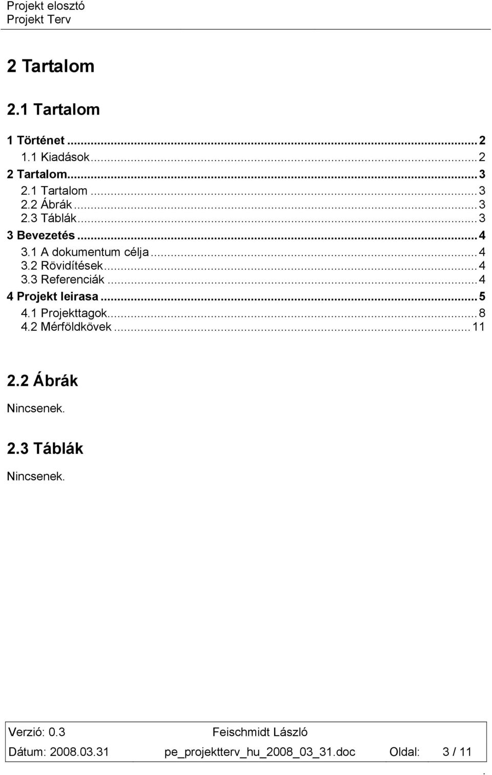 Referenciák 4 4 Projekt leirasa 5 41 Projekttagok8 42 Mérföldkövek 11 22 Ábrák