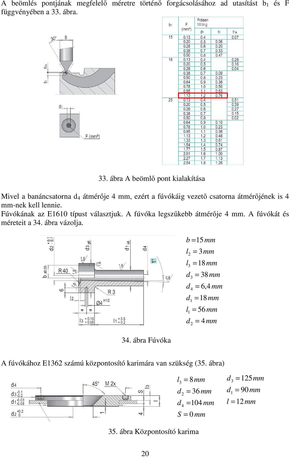 Fúvókának az E1610 típust választjuk. A fúvóka legszűkebb átmérője 4 mm. A fúvókát és méreteit a 34.