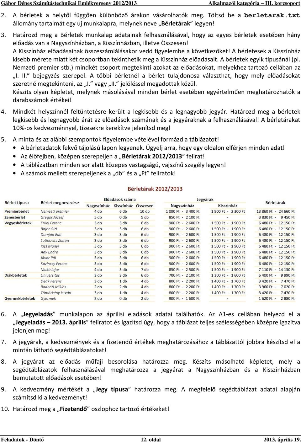 A Kisszínház előadásainak összeszámlálásakor vedd figyelembe a következőket! A bérletesek a Kisszínház kisebb mérete miatt két csoportban tekinthetik meg a Kisszínház előadásait.