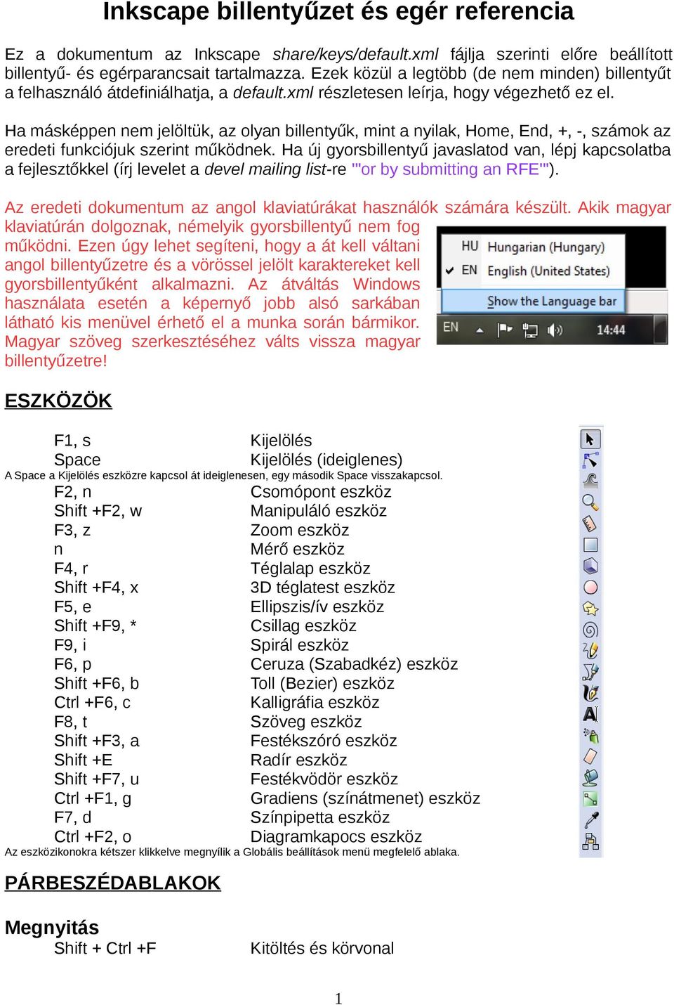 Inkscape billentyűzet és egér referencia - PDF Ingyenes letöltés