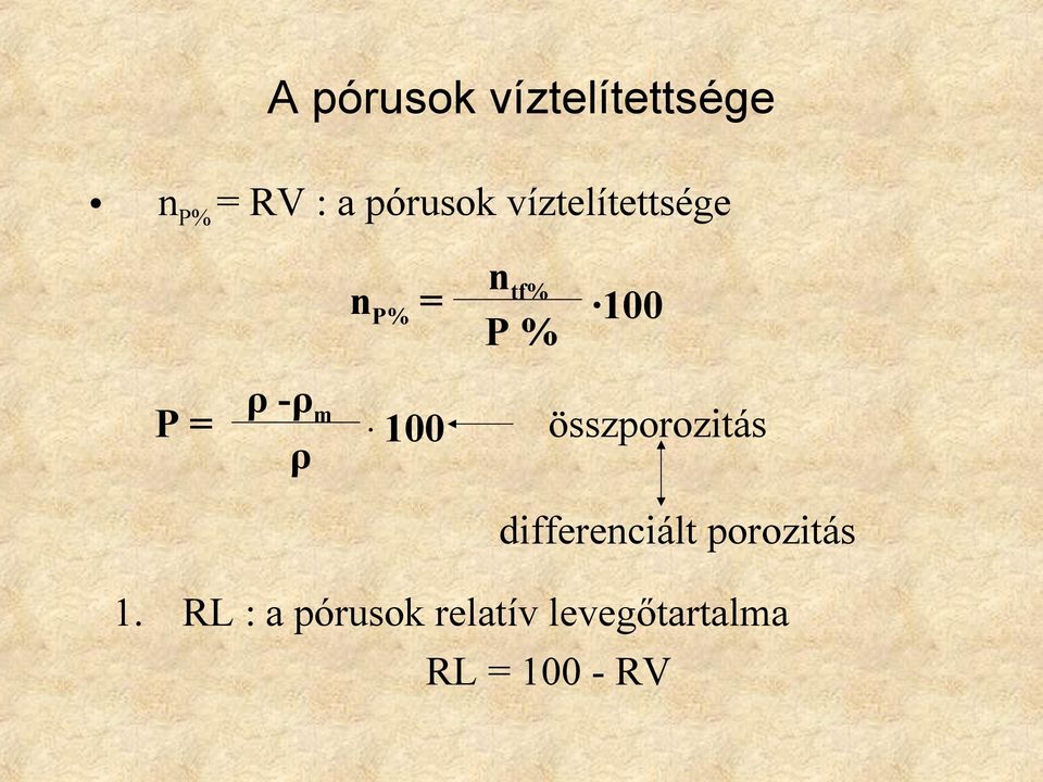 ρ 100 összporozitás differenciált porozitás 1.