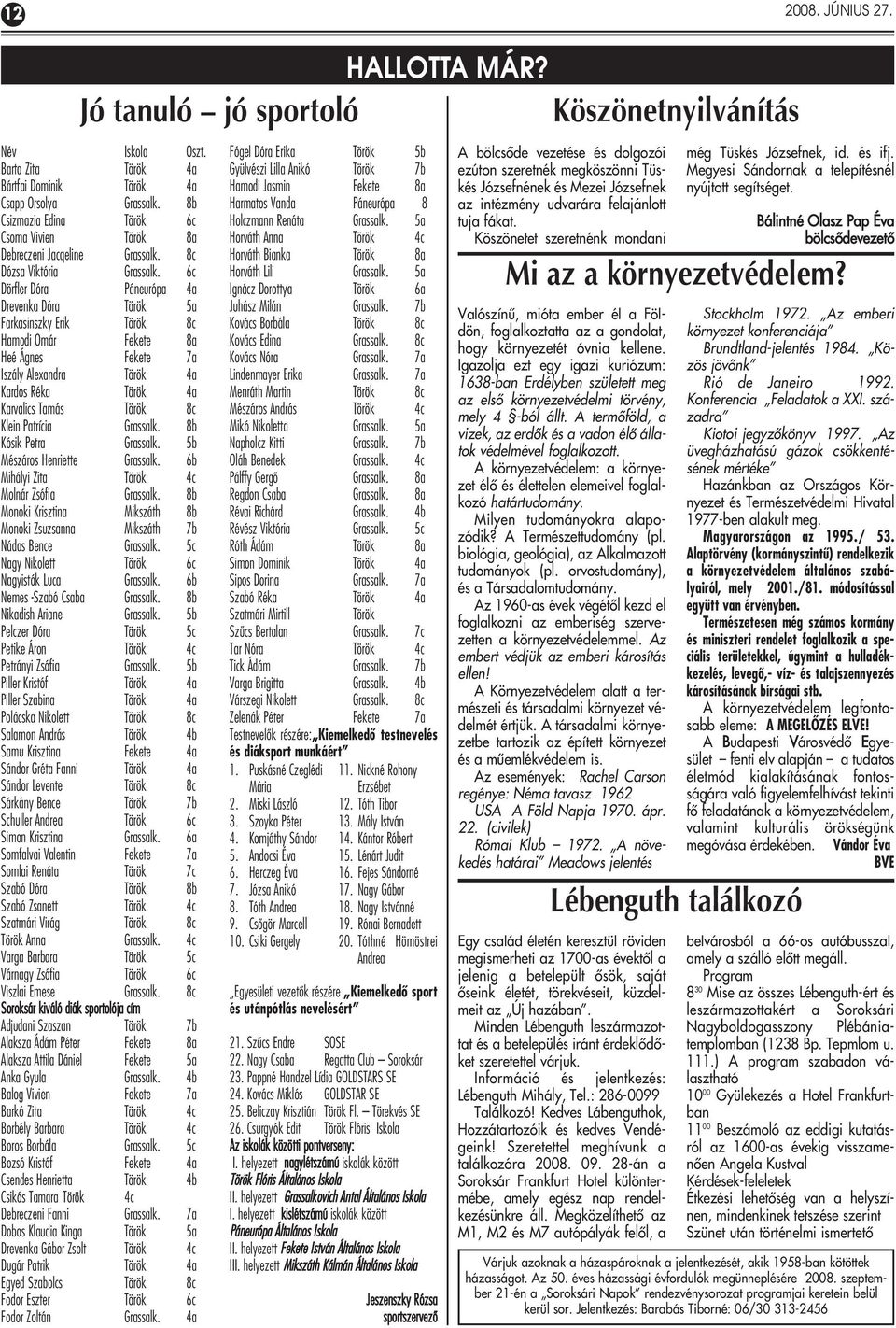 6c Dörfler Dóra Páneurópa 4a Drevenka Dóra Török 5a Farkasinszky Erik Török 8c Hamodi Omár Fekete 8a Heé Ágnes Fekete 7a Iszály Alexandra Török 4a Kardos Réka Török 4a Karvalics Tamás Török 8c Klein