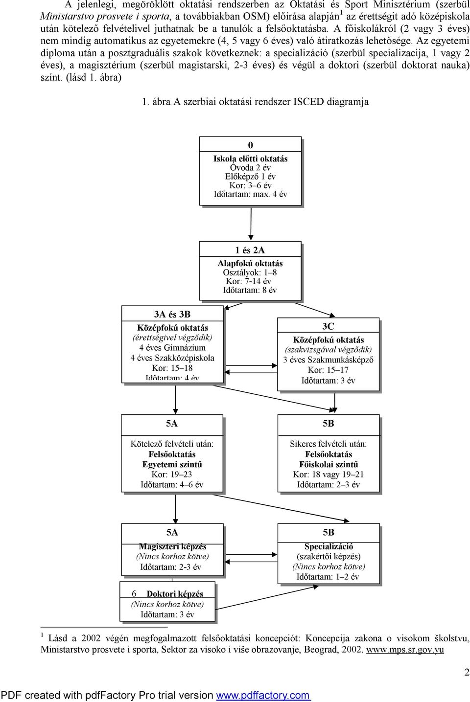 Az egyetemi diploma után a posztgraduális szakok következnek: a specializáció (szerbül specializacija, 1 vagy 2 éves), a magisztérium (szerbül magistarski, 2-3 éves) és végül a doktori (szerbül