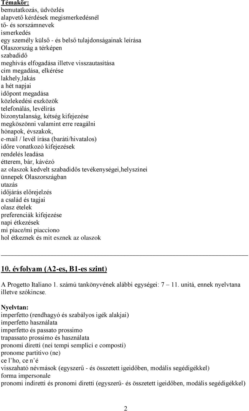 reagálni hónapok, évszakok, e-mail / levél írása (baráti/hivatalos) időre vonatkozó kifejezések rendelés leadása étterem, bár, kávézó az olaszok kedvelt szabadidős tevékenységei,helyszínei ünnepek