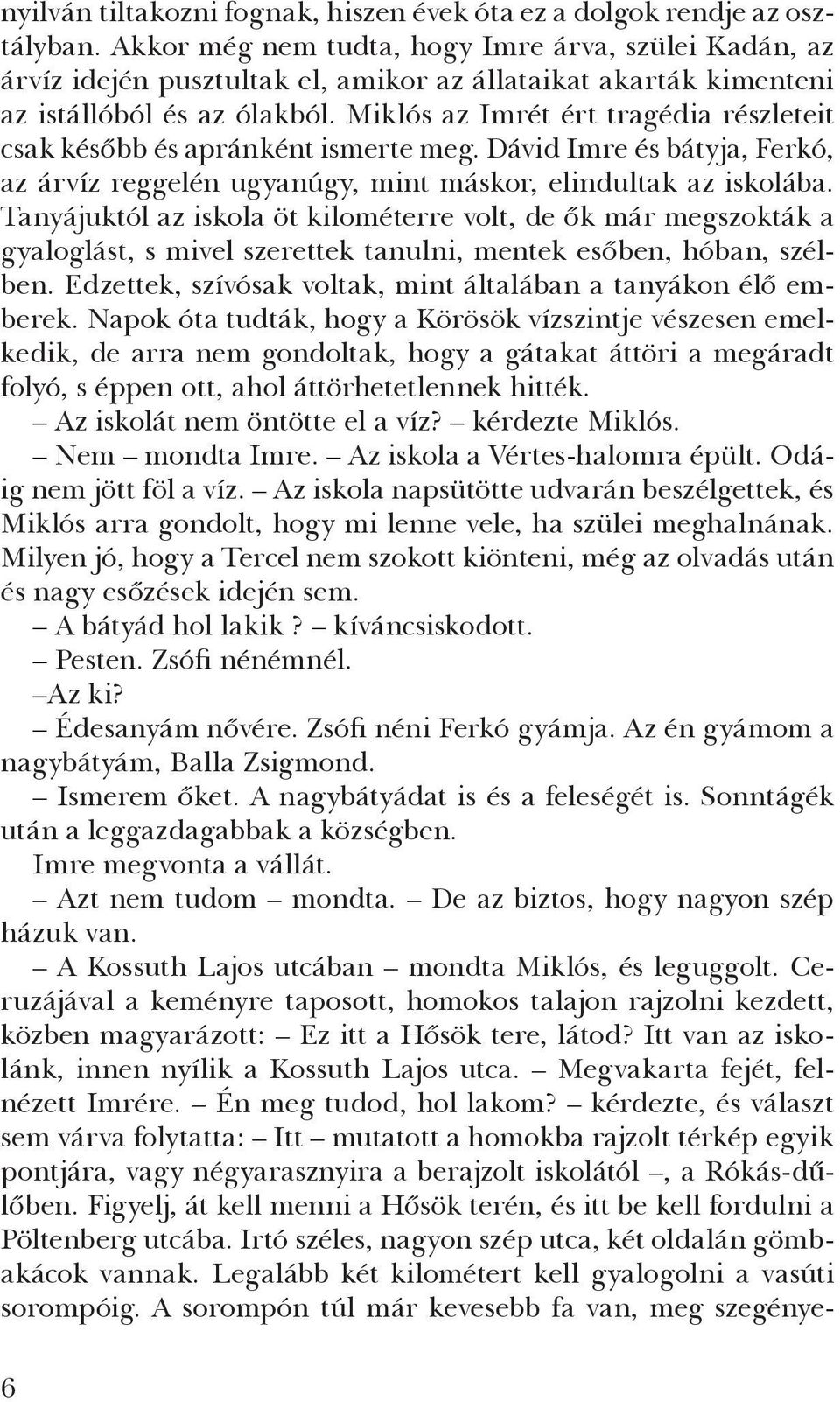 Miklós az Imrét ért tragédia részleteit csak később és apránként ismerte meg. Dávid Imre és bátyja, Ferkó, az árvíz reggelén ugyanúgy, mint máskor, elindultak az iskolába.