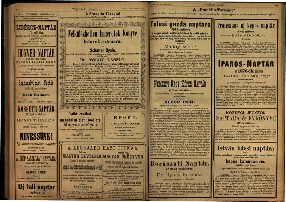 fbldniivl, ipr kr ü g y i minisztériumbn titkár XII évfolym Ár 80 kr Az 5-dik némt kidás után forditott s hzi viszonyokhoz lklmzottn átdolgozt 876-ik szökőévr Ezn, irodlmunkbn mindnstr hézgpótló, mrt