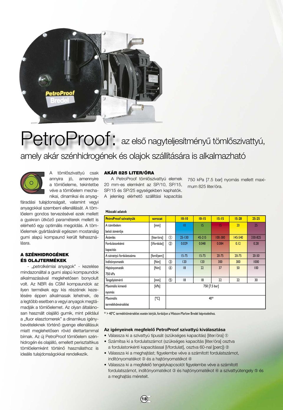 A tömlőelem gondos tervezésével ezek mellett a gyakran ütköző paraméterek mellett is elérhető egy optimális megoldás.