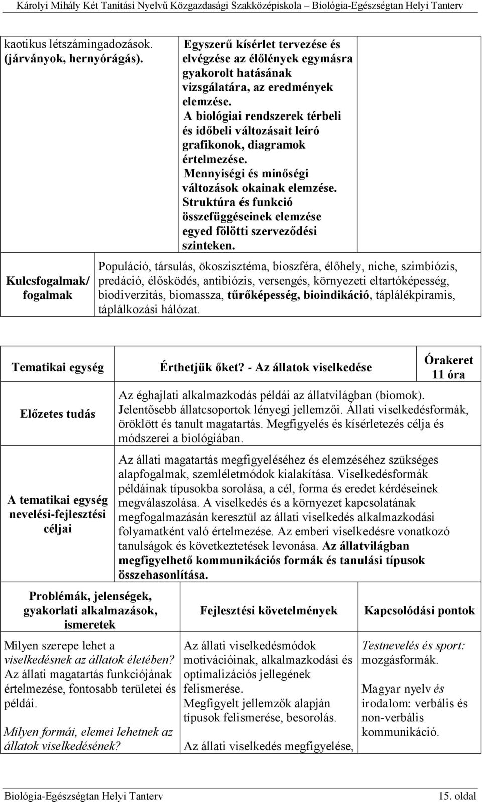 A biológiai rendszerek térbeli és időbeli változásait leíró grafikonok, diagramok értelmezése. Mennyiségi és minőségi változások okainak elemzése.