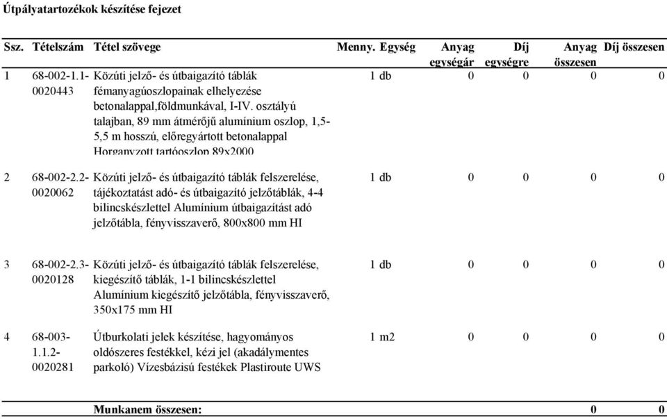 2-0020062 Közúti jelző- és útbaigazító táblák felszerelése, tájékoztatást adó- és útbaigazító jelzőtáblák, 4-4 bilincskészlettel Alumínium útbaigazítást adó jelzőtábla, fényvisszaverő, 800x800 mm HI