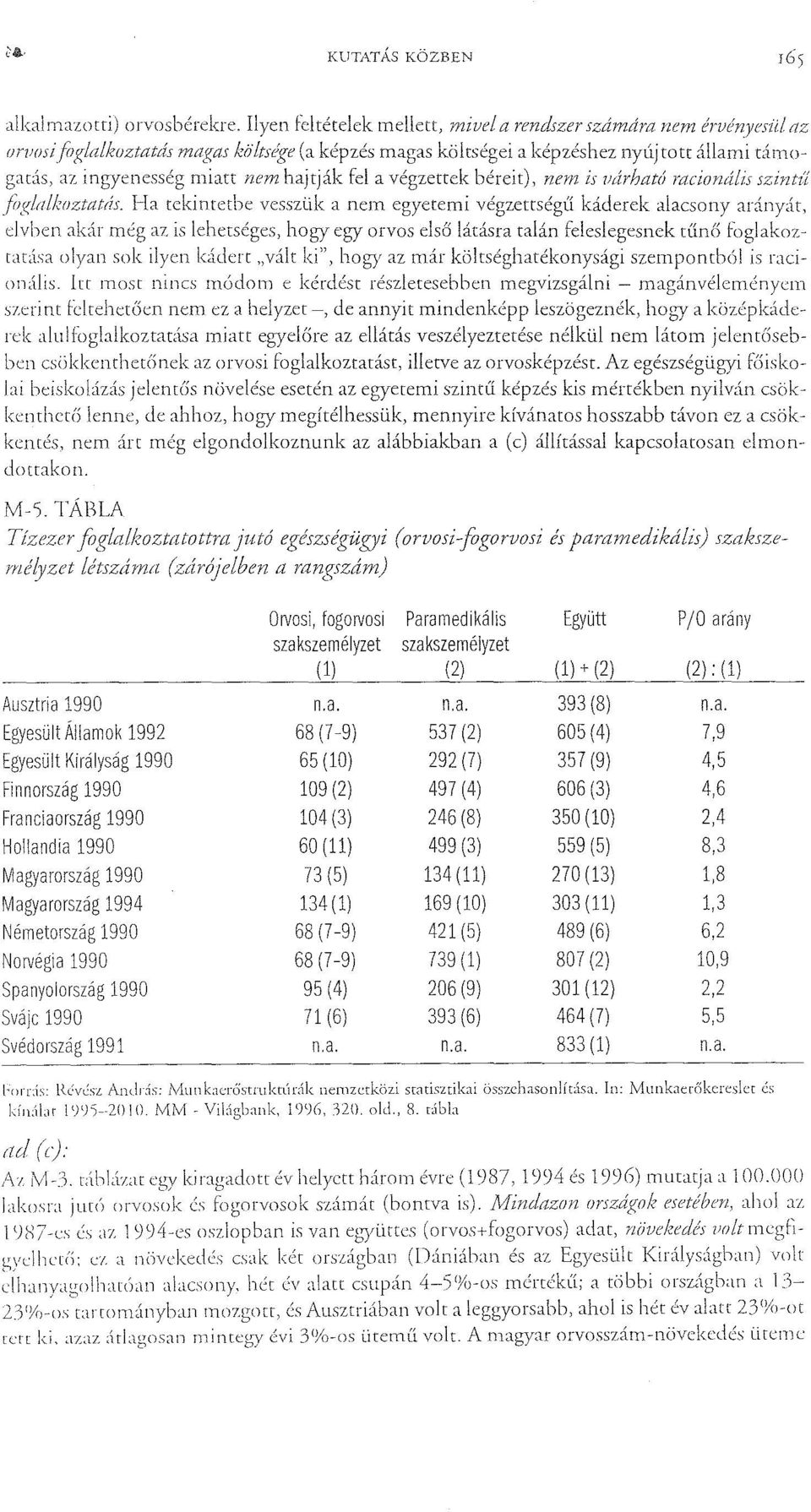 Ha tekintetbe vesszük a nem egyetemi végzettséglí káderek alacsony arány~ít, elvben akár még az is lehetséges, hogy egy orvos első látásra talán feleslegesnek tlínéí f()glakoztacísa olyan sok ilyen