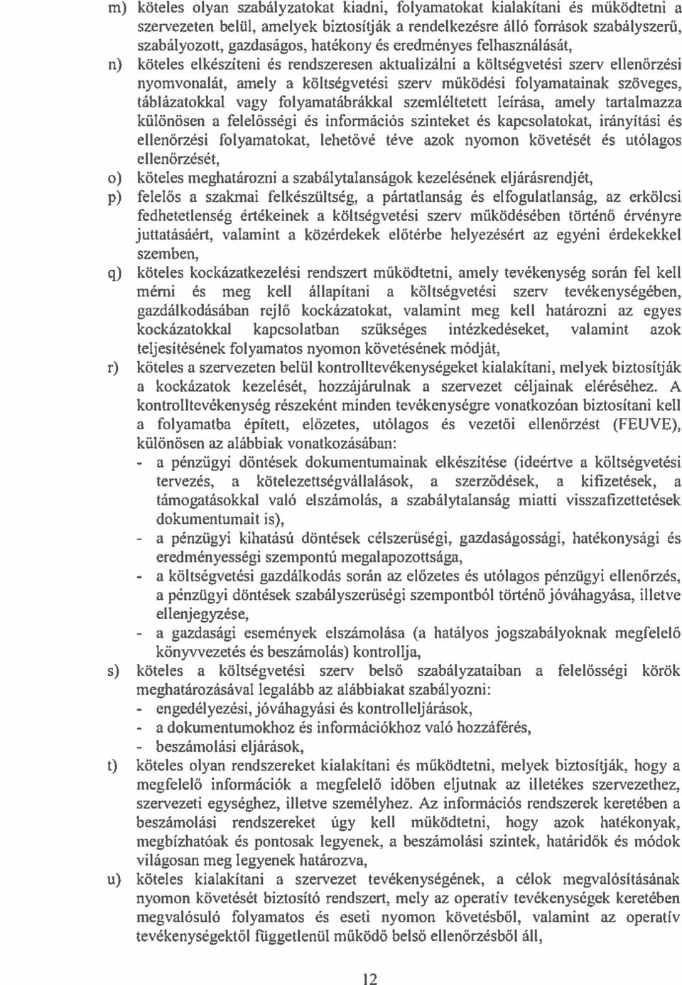 táblázatokkal vagy folyamatábrákkal szemléltetett leírása, amely tartalmazza különösen a felelősségi és információs szinteket és kapcsolatokat, irányítási és ellenőrzési folyamatokat, lehetővé téve