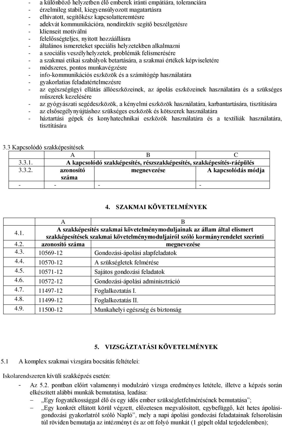 felismerésére - a szakmai etikai szabályok betartására, a szakmai értékek képviseletére - módszeres, pontos munkavégzésre - info-kommunikációs eszközök és a számítógép használatára - gyakorlatias