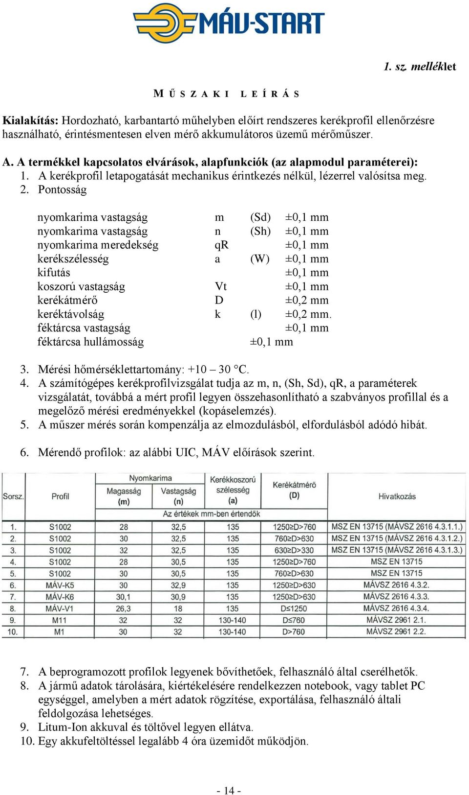 A kerékprofil letapogatását mechanikus érintkezés nélkül, lézerrel valósítsa meg. 2.